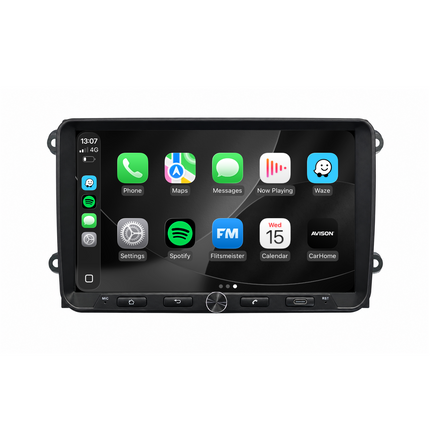 9" QLED Autoradio mit Navigation für VW, Seat & Skoda – kabelloses CarPlay & Android Auto – AVN-R599
